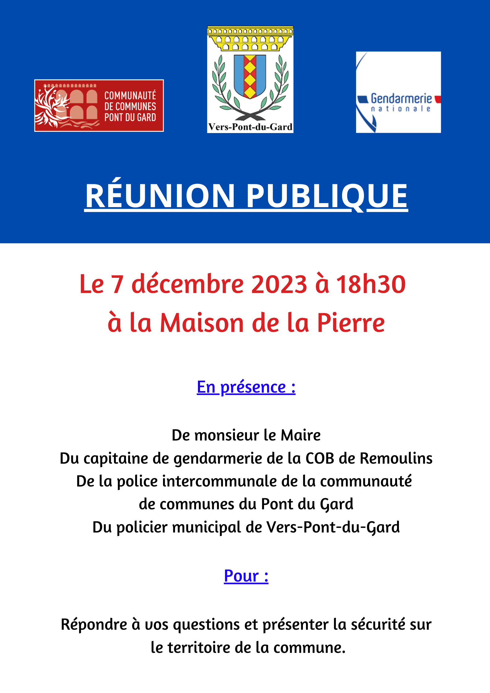 Réunion publique de sécurité